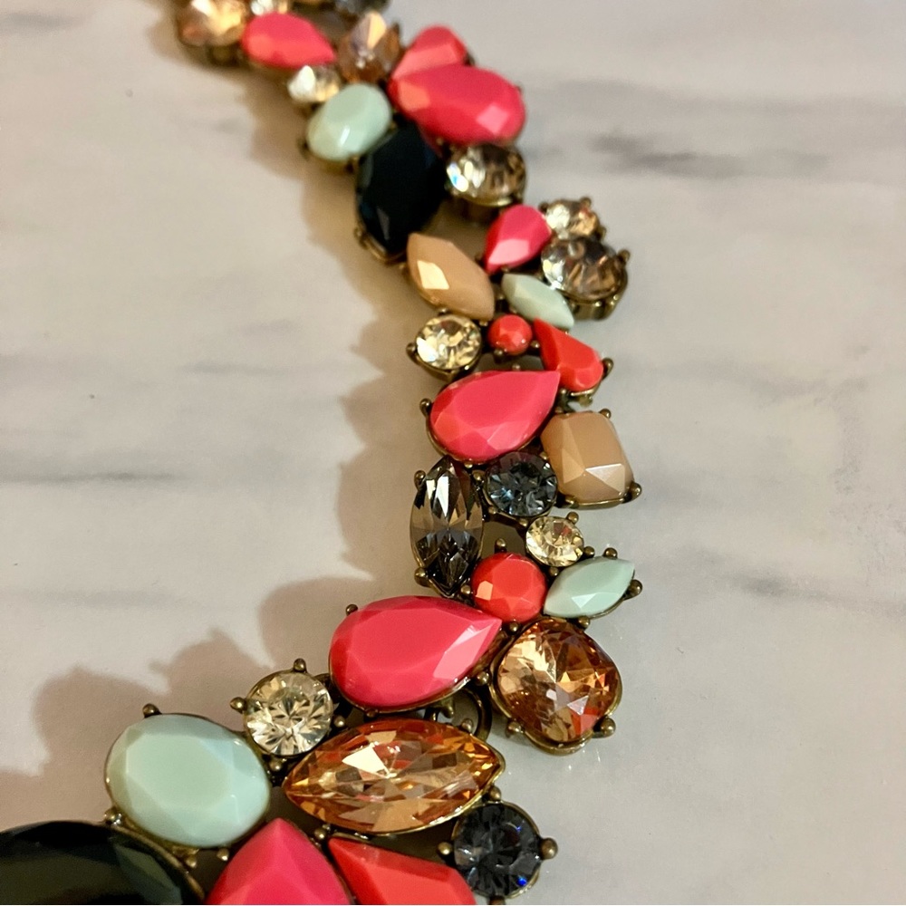 J. Crew Multicolored Rhinestone Statement Necklac… - image 4